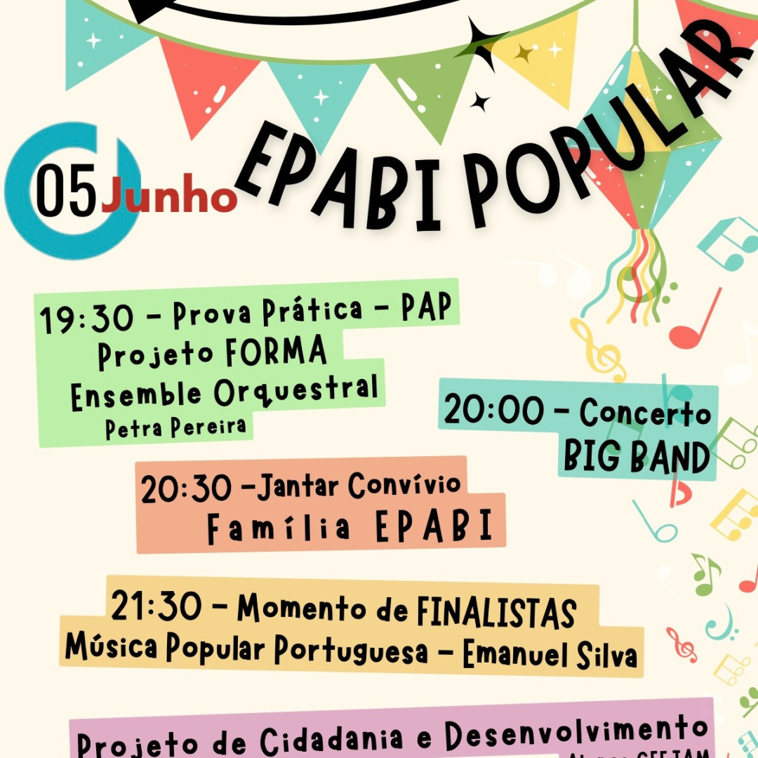 EPABI convida comunidade escolar para celebrar o "EPABI Popular" no dia 5 de junho